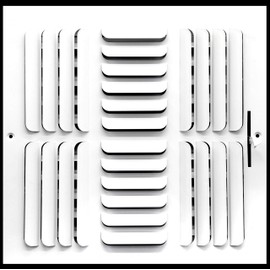 8"w x 8"h 3-Way Fixed Curved Blade AIR Supply Diffuser - Vent Duct Cover - Grille Register - Sidewall or Cieling - High Airflow - White