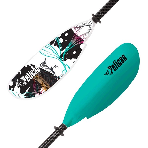 Pelican Symbiosa Kayak Paddle | Adjustable Fiberglass Shaft with Nylon Blades | Lightweight, | Perfect for Kayaking (Light Teal, from 90.5 in - 230 cm to 94.5 in - 240 cm)