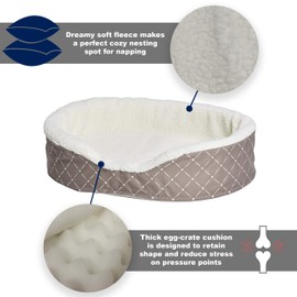 Midwest Homes for Pets CU25MRD "Couture" Orthopedic Cradle Pet Bed for Dogs & Cats, Small,Mushroom / White Diamond Pattern