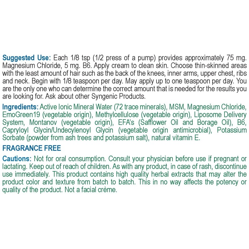 Syngenic Magnesium + B6 Liposomal Skin Cream