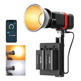 GVM PL60B 60W Video Light for COB Studio Lights, Portable Photography Lighting for Recording, Handheld Led Video Lighting, 2* Batteries, Spotlight for APP Control, Outdoor, 2700-6800K, 51800LUX/0.5M