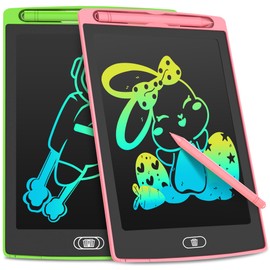 LEYAOYAO Painting Board, Magic Board for Children, 8.5 Inches, LCD Writing Board for Children, Pack of 2, Painting Board, Toy for Children, Colourful Doodles, Gifts for 3-8 Year-Old Girls Boys (Pink +