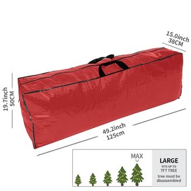 Ram® RED 3 Pieces HEAVY DUTY Large Christmas Tree Bag With 2 x Decorations Bag With Zip Waterproof Christmas Tree Storage Bags And Decorations Bag