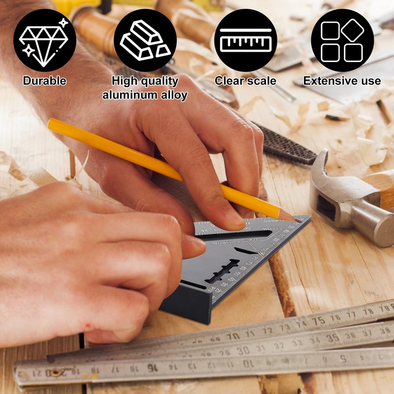 JMIATRY Carpenter Square 12 Inch & 7inch Rafter Square Black