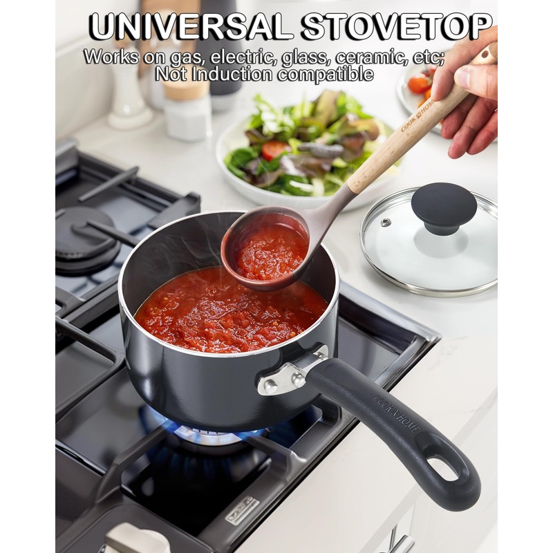 Cook N Home Nonstick Sauce Pan Set 1Qt and 2Qt,
