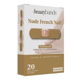 BeautyBands Toe Nail Cover Up Bandages for Unsightly, Broken or Cracked Toenails | Waterproof & Sterile Fake Nail Protector (Nude French)