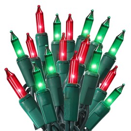 ODEETRONIC Red & Green Christmas String Lights, 21.63ft 100 Count Incandescent String Lights Connectable, UL Certified Christmas Mini Lights, Green Wire Tree Lights for Indoor Outdoor Party Yard Decor