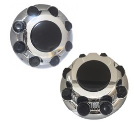 8 Lugs Center Wheel Caps Compatible for 16 Inch Van & Truck Rim Wheels, OEM Replacement 15039489, 15039488, 9597169, 9597170 Rim Hub Cover (2, Black Stickers)