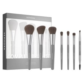 Sephora Collection Complete Makeup Brush Set - Set of 7 Brushes, Full Size, grey