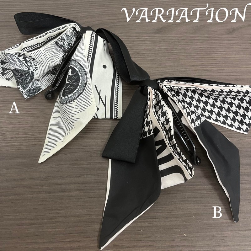 ADOSSY Banana Clip, Large Ribbon, Simple, Tight, Black, Hair Accessory,