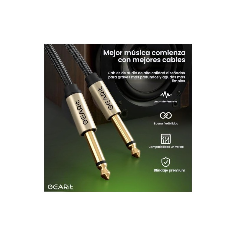 GEARit Cable de instrumento de guitarra (6 pies, 2 unidades)
