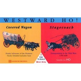PLATZ GLENCO MODEL GM03601 1/90 Stagecoach Set, Wagon & Stage Coach, Plastic Model (Scene)