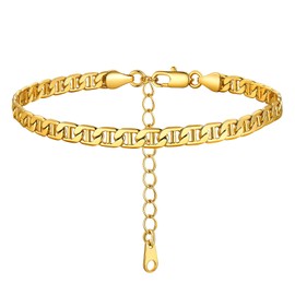 FOCALOOK Gold Anklets for Women Foot Jewellery 5mm Mariner Chain Skin-Friendly Copper Ankle Bracelets Feminine Accessories Lovely Gifts for Her