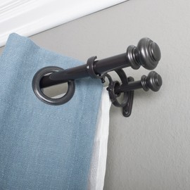 Decopolitan Urn Telescoping Double Drapery Rod Set, 72-144", Bronze