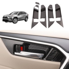 Blazeray for RAV4 ABS Carbon Fiber Inner Door Handle Decoration Cover Door Bowl Trim for Toyota RAV4 2019 2020 2021 2022(5PCS)