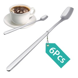 6 PCS Coffee Spoons Set, Dessert Spoons, Iced Tea Spoons Long Handle, Small Spoon, Teaspoons, Demitasse Spoons, Stirring Spoons, Premium Stainless Steel Espresso Spoons (Silver)