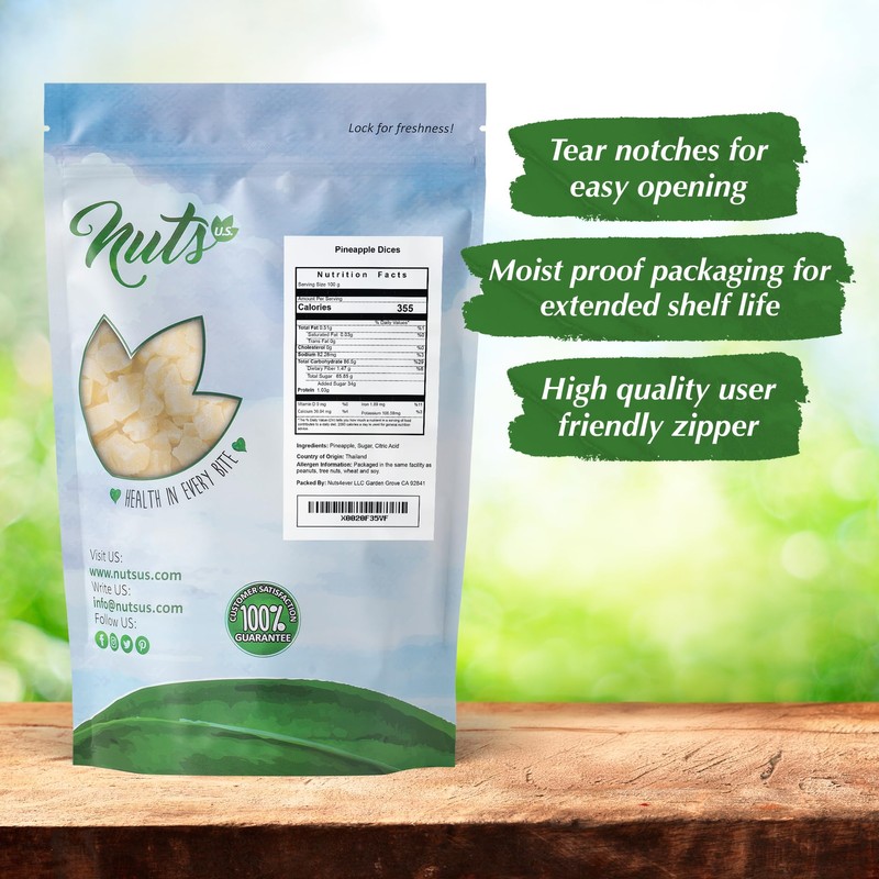 NUTS U.S. – Dried Pineapple Dices | No Added Colors