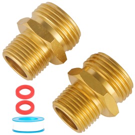2 Pack Brass Garden Hose Adapter 3/4" GHT Female x 1/2" NPT Male Connector, Garden Hose to Pipe Fittings Connect