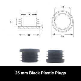 25mm Black Plastic Plugs, Black Round Tube Covers, Inner End Caps for Chairs Desks Tables Foot Furniture Pipe, 20 Pcs