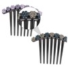 Baluue 2pcs Flower Patterned Hair Combs Rhinestone Teeth Hairpin Stylish