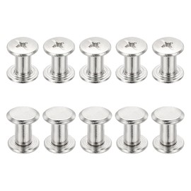 PATIKIL Chicago Screws, 10 Sets M5x10mm Carbon Steel Copper Plating Chicago Screw Phillips Binding Post Screw Rivets for Leather Belt Scrapbook Photo Albums, Silver Tone
