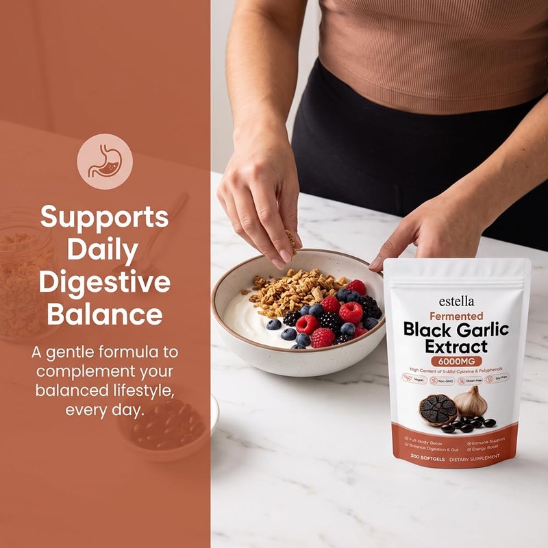 estella Fermented Black Garlic Extract, 90-Day Matured with S-Allyl Cysteine,
