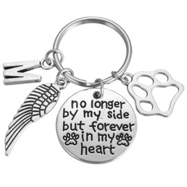 Dog Cat Memorial Keychain Initial Paw Prints Sympathy Keyring for Pet Loss Remembrance Gift for a Grieving Pet Owner, 1, Metal Plastic, not known