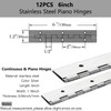 12PCS 6Inch Black Continuous & Piano Hinges, 1.2'' Open Width