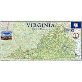 Physical Map of Virginia State - 11.3 x 23.3 Inches - Paper Laminated