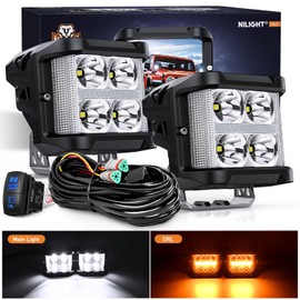 Nilight Side Shooter LED Light Pods with Amber DRL 4 Inch 26 W Spot Flood Combo LED Cubes Light w/ 16AWG Wiring Kit for Offroad Driving Fog Light Auxiliary Light on Truck ATV UTV
