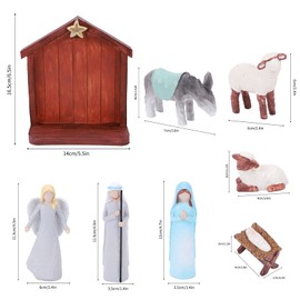 Ewaycom Nativity Scene 7-Piece Set, First Christmas Story Decoration Holiday Manger Little People Nativity Set, Sculpted Hand-Painted Nativity Figures, Christmas Indoor Home Table Fireplace Display