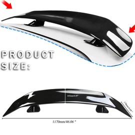 Evargc Universal Rear Spoiler 46Inch Rear Trunk Spoiler Wing Universal for Cars GT Style ABS Adjustable Lightweight Trunk Lid Spoiler Wing Racing Spoiler (Glossy Black)