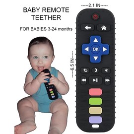 Ollie Baby Co. Baby Teether Toy for Babies 3-24 Months - Decoy Black TV Remote Control Shape - Teething Relief - Baby Toys for Infants