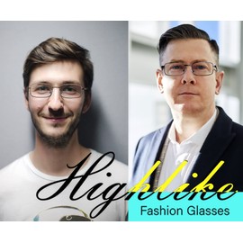 HIGHLIKE 4-Pack Reading Glasses Men, Metal Stainless Flex Readers with Soft Cases, Clear Lens Blue Light Glasses, 2 Black 2 Gunmetal 1.25 x