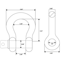 Hi-Gear 2 Pack Blue/Galvanized Bow Shackle 7/8" inch D-Ring Rugged WLL Working Load Limit 6.5 Tons 14300 lbs-1" Screw Threaded Pin Heavy Duty Lifting Rigging Tow Recovery Anchor