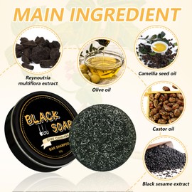 Grey Shine Soap, Solid Shampoo Bar, Grey Gloss Hair, Natural Soap for Removing Grey Hair, Hair Blackout Shampoo, Promotes Darkening of Hair and Prevents Hair Loss (A)