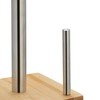Relaxdays Standing Kitchen Roll Holder, Bamboo, Stainless Steel, Roll Holder