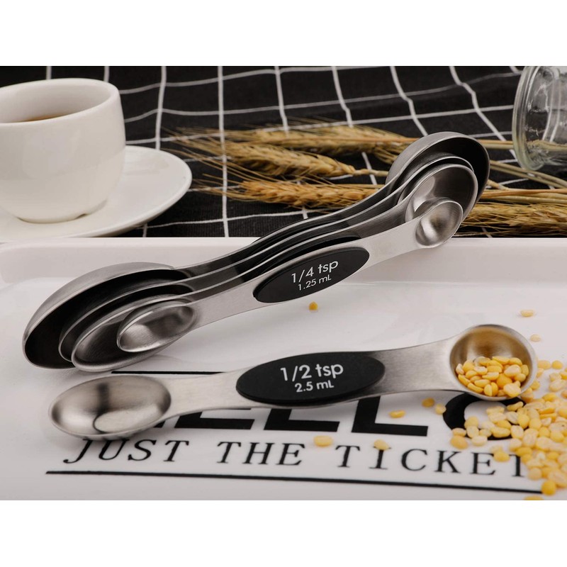 Magnetic Measuring Spoons Set of 5 Stainless Steel Dual Sided