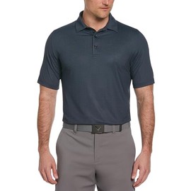 Callaway Men's Chevron Foulard Print Golf Polo, Stretch Seams, Sun Protection (Available in Big & Tall), Caviar Black
