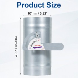 TOP-VIGOR 4 Inch HVAC Duct Manual Volume Damper, Galvanized Iron Airflow Control Backdraft Damper for ACS, Vents, Fans, Extractors, Range Hoods, Heating Systems, and Other HVAC Applications