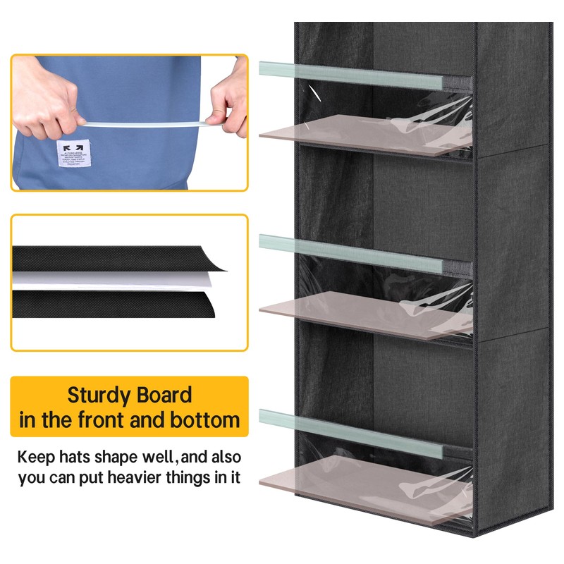 SLEEPING LAMB Narrow Door Hat Organizer for Baseball Caps, Baseball