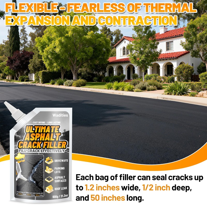 Asphalt Crack Filler, 2.65LB High Elasticity Cement Crack Filler, Self