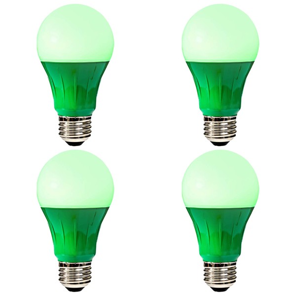 DYSMIO Lighting Green LED A19 3 Watt Medium Base 120 Volt UL Listed LED Light Bulb, Last 25,000 Hours - Pack of 4