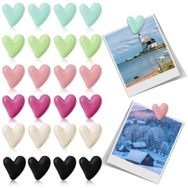 24Pcs Locker Refrigerator Magnets, Cute Heart Magnets for Refrigerator 6Colors Strong Heart Fridge Magnets, Cute Fridge Magnets for Locker Refrigerator Whiteboard Kitchen Classroom Office Cabinet