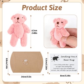 A little Pocket Bear Hug, Tiny Teddy Love Anti-Anxiety Token Sending You a Thinking of You Card and a Bear Toy, Fun Animal Special Encourage Pocket Best Wishes Gifts (pink)
