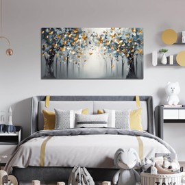 SIXTTART Butterfly Art Wall Decor for Bedroom - Tree Abstract Wall Art for Living Room - Art Work for Office Walls Size 24" x 48"