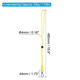 PATIKIL Paracord Lanyard with Clasp 19 Inch, 3 Pack Necklace Keychain Cord Metal Hook Strap for Keys Whistle ID Card Badge Holder, Yellow