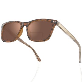 Epavouos Bifocal Reading Sunglasses Men Clear Top Acetate Frame Sun Readers with Metal Core Wire UV Protection Spring Hinge Tortoise 2.00