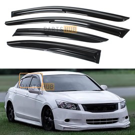 Fits for 2008-2012 8TH Gen Honda Accord Sedan JDM 3D Wavy Mugen Style Window Visor Rain Guards Deflectors