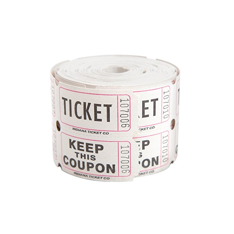 Unique Ticket Rolls, Paper, Red, Green, or Blue, 2"